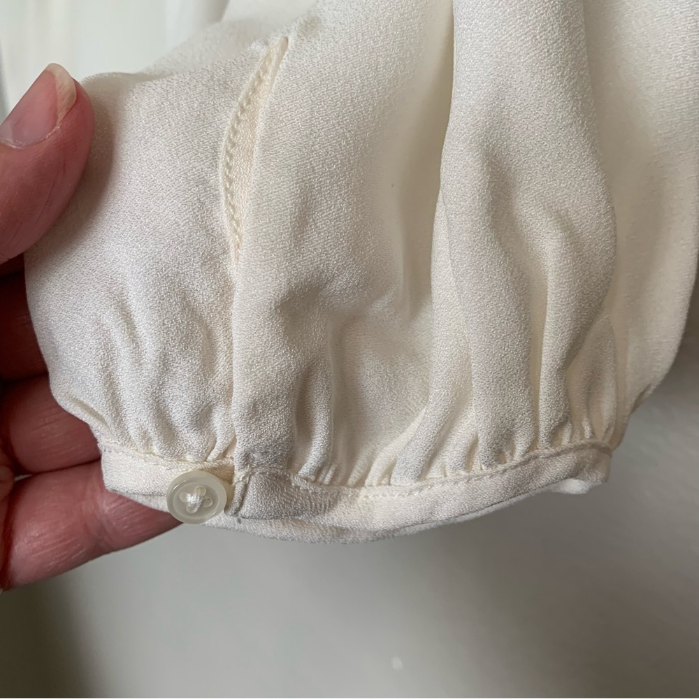J Crew Size 8 Ivory Shirred Waist Blouse Top in Viscose Crepe Long Sleeve NWT - Picture 9 of 17